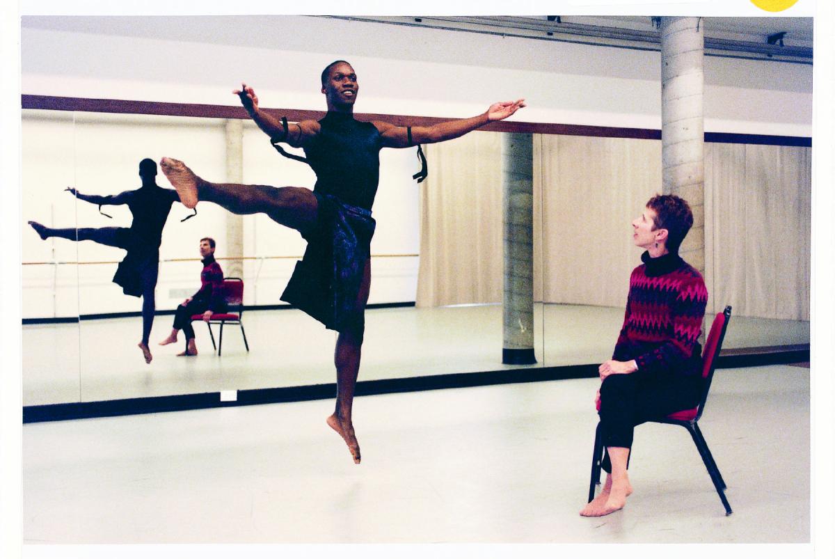 Mary-Jean Cowell advises a student dancer