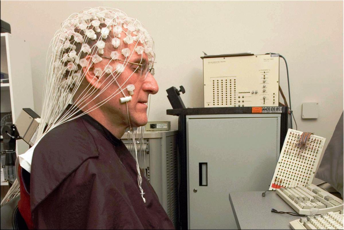 A Buddhist monk meditates with EEG for neuroscience research