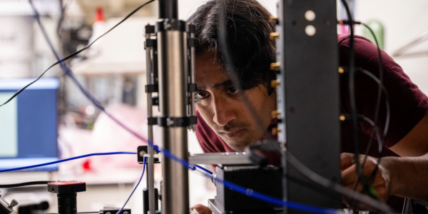 A student works on the Quantum Diamond Microscope from the Center for Quantum Leaps.