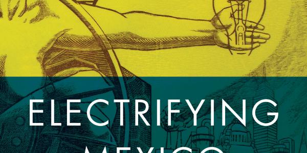 Book cover: 20th century figure of a man with electric tower in the background